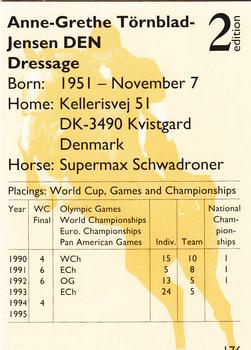 1995 Collect-A-Card Equestrian #176 Anne-Grethe Tornblad-Jensen / Supermax Schwadroner Back